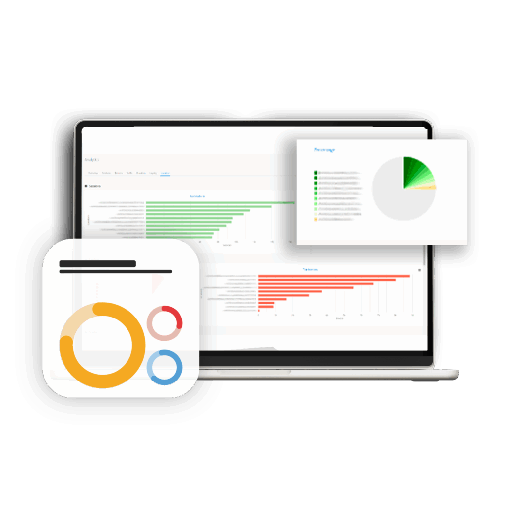 Computer con schermata di overview dei KPI a confronto.