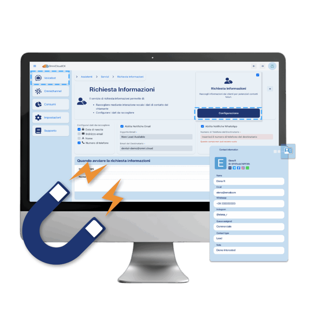 Raccolta di informazioni chiave per non perdere opportunità con il voicebot AI di VoiSmart