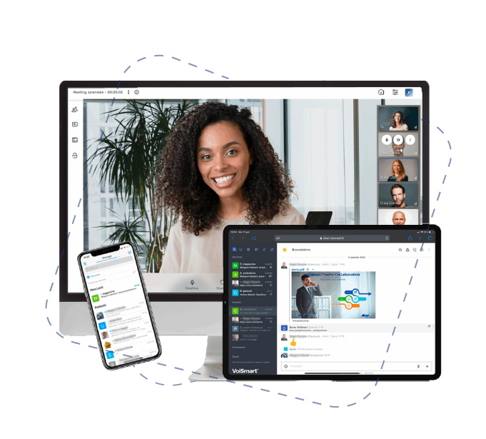 Soluzioni voismart di chat e video collaboration disponibili su ogni dispositivo