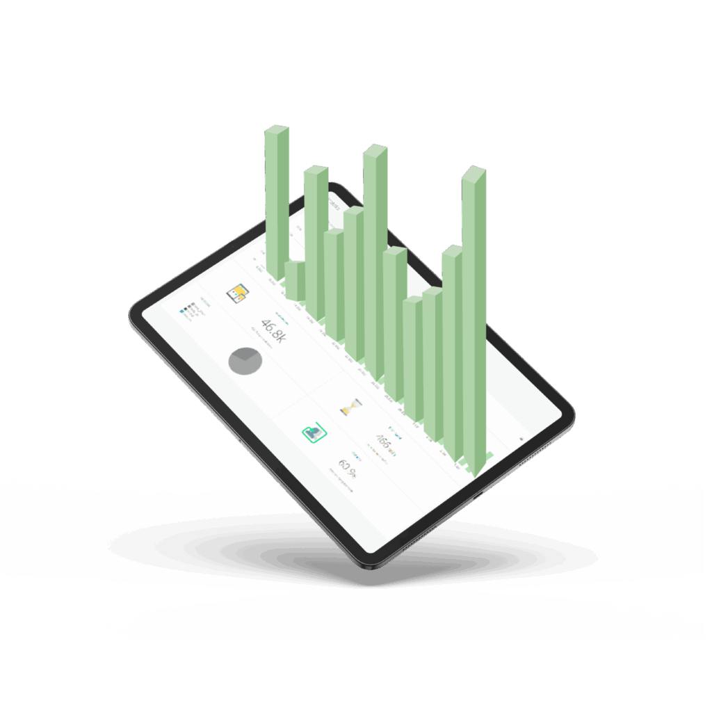 Tablet con dashboard dei WiFi analytics.