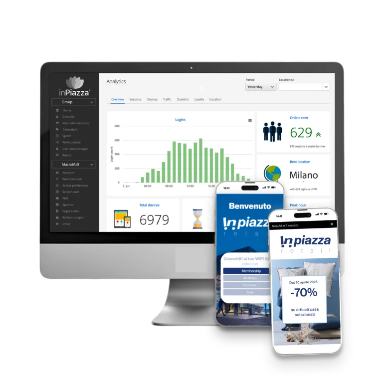 Schermate funzionalità WiFi Marketing