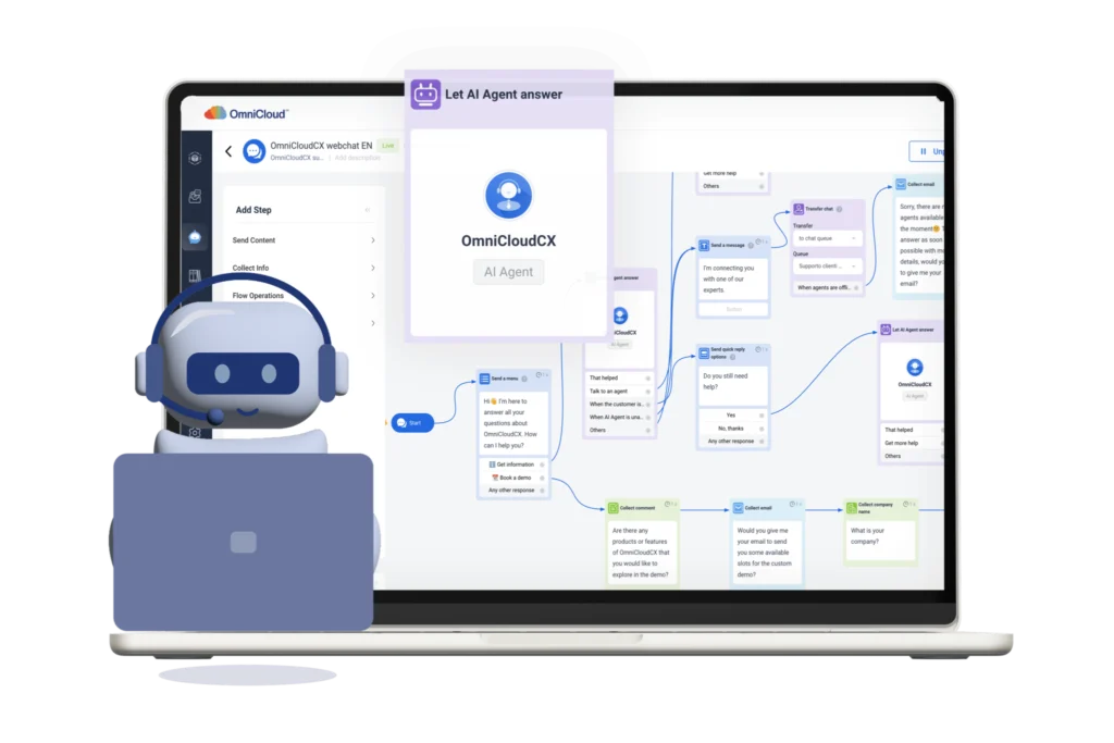 Schermata assistente virtuale OmniCloudCX