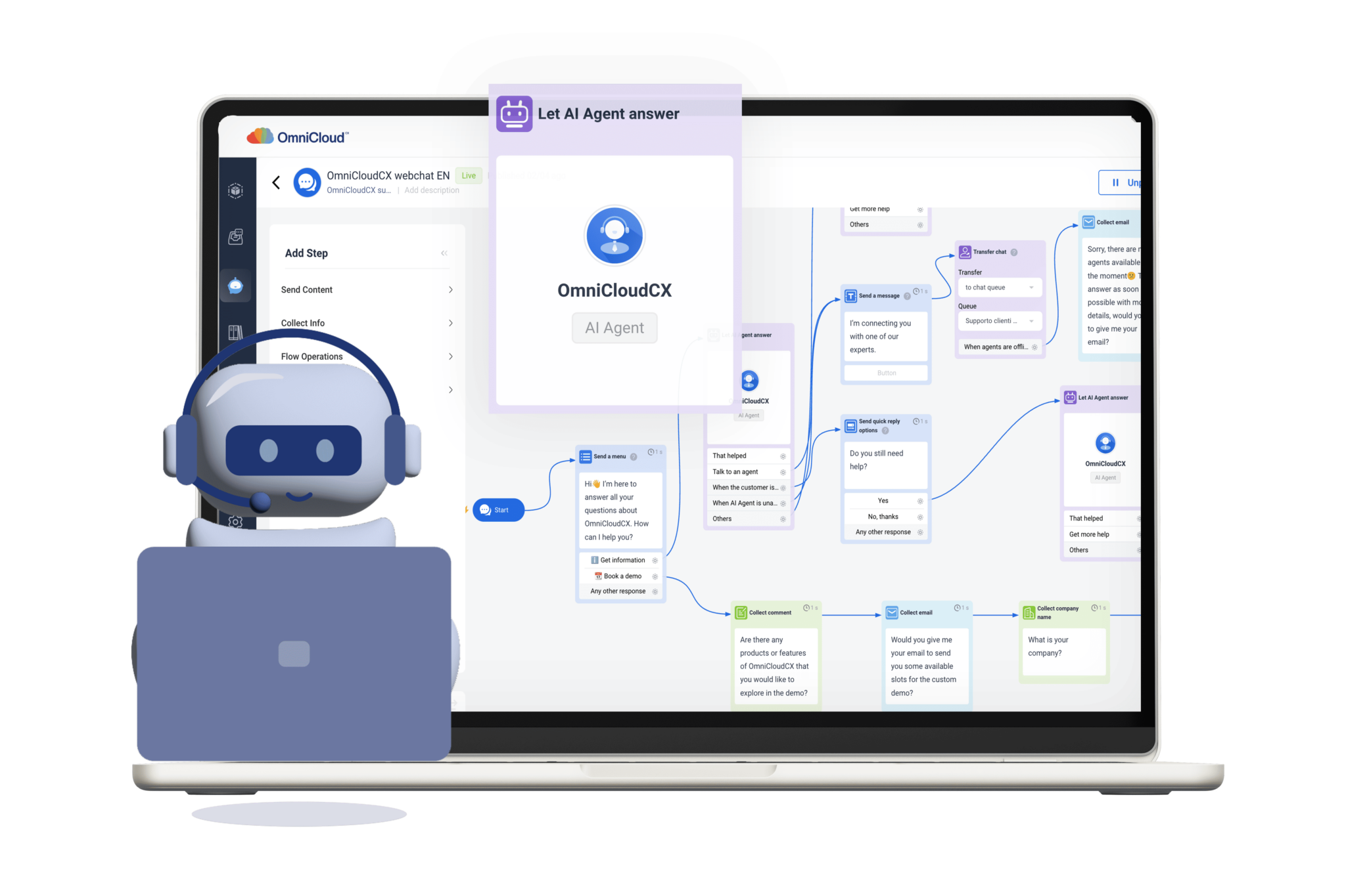 Schermata assistente virtuale OmniCloudCX