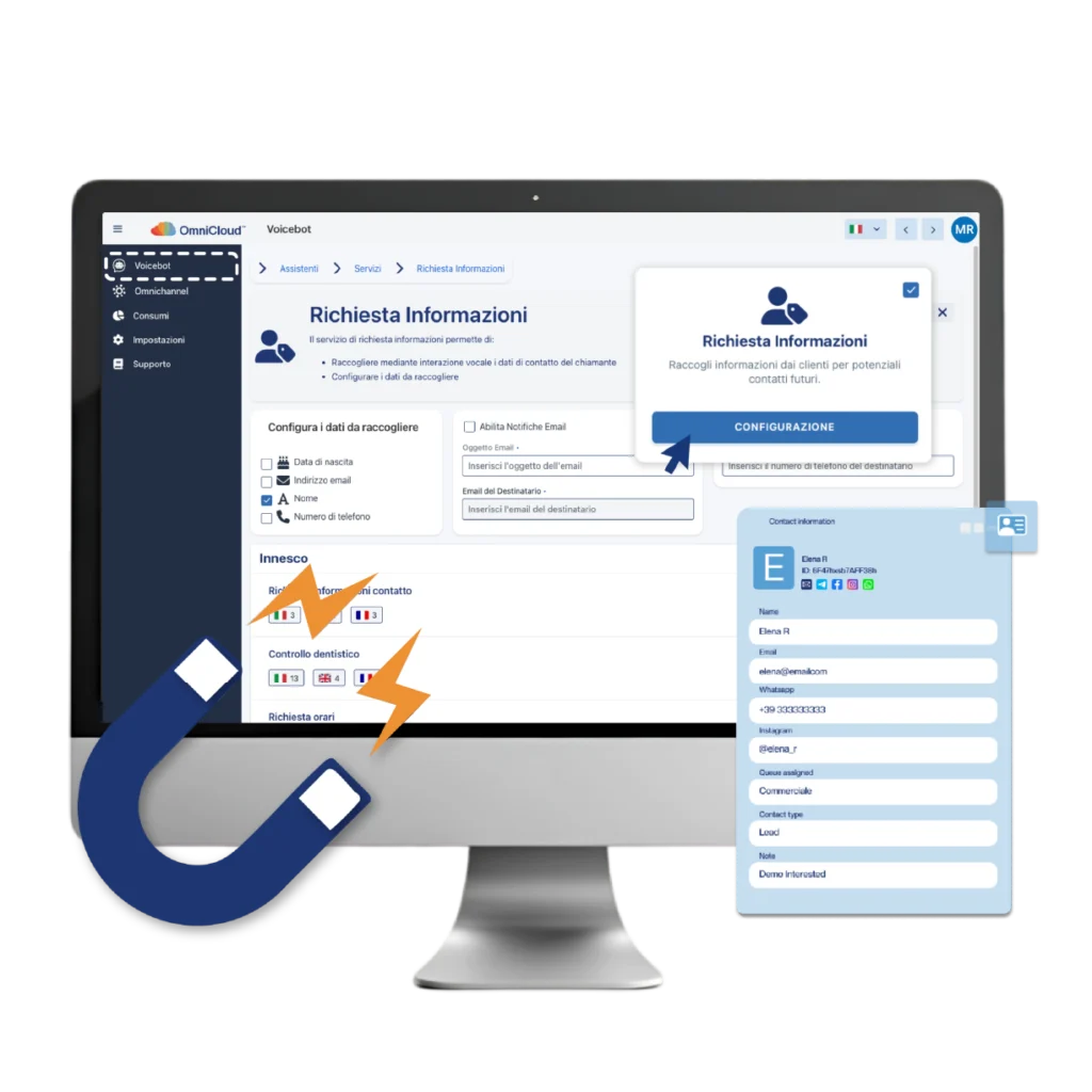 Schermata voicebot raccolta lead
