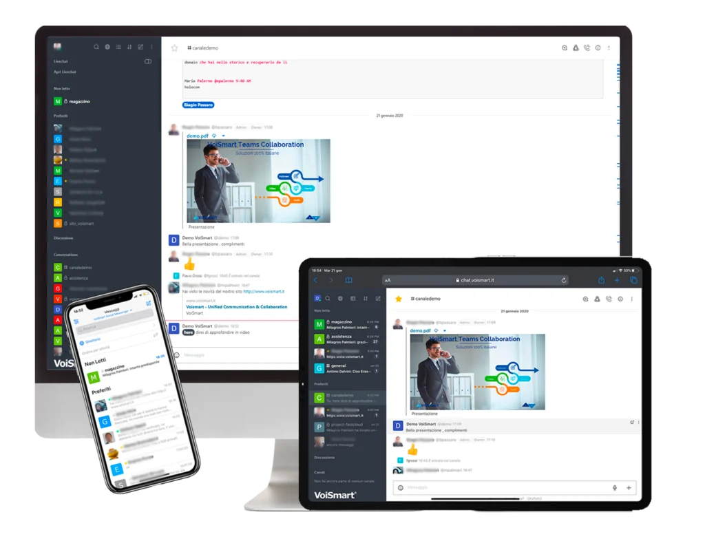 Schermate chat aziendale VoiSmart