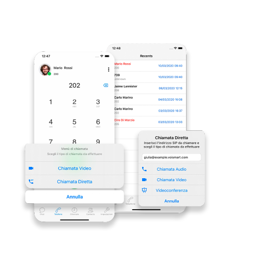 Schermate funzionalità Softphone