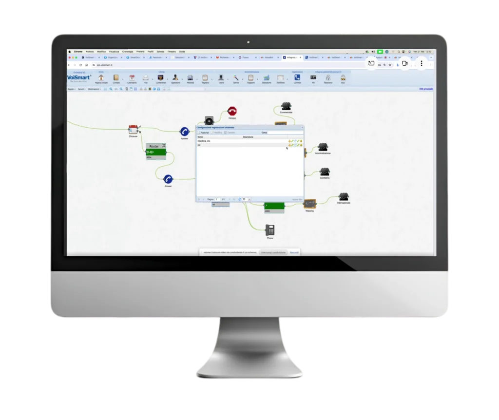 Dashboard centralino virtuale Orchestra
