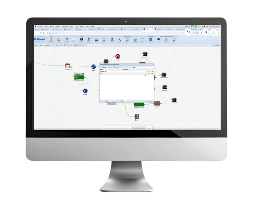 Dashboard centralino virtuale Orchestra