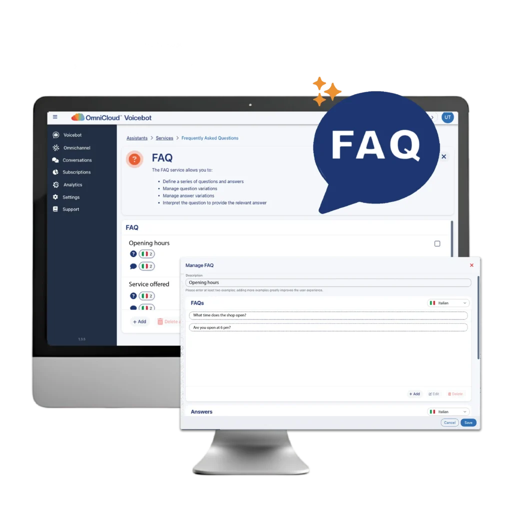 Voicebot Settings FAQ screen