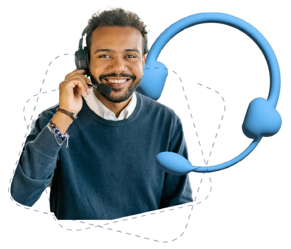 Giovane ragazzo lavora in call center