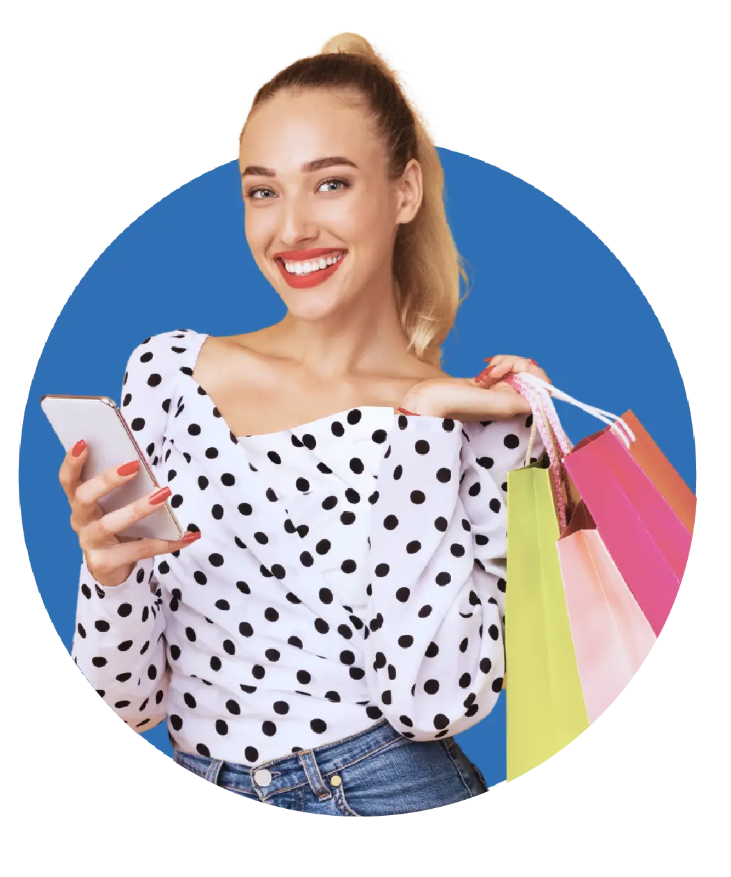 Ragazza felice in centro commerciale