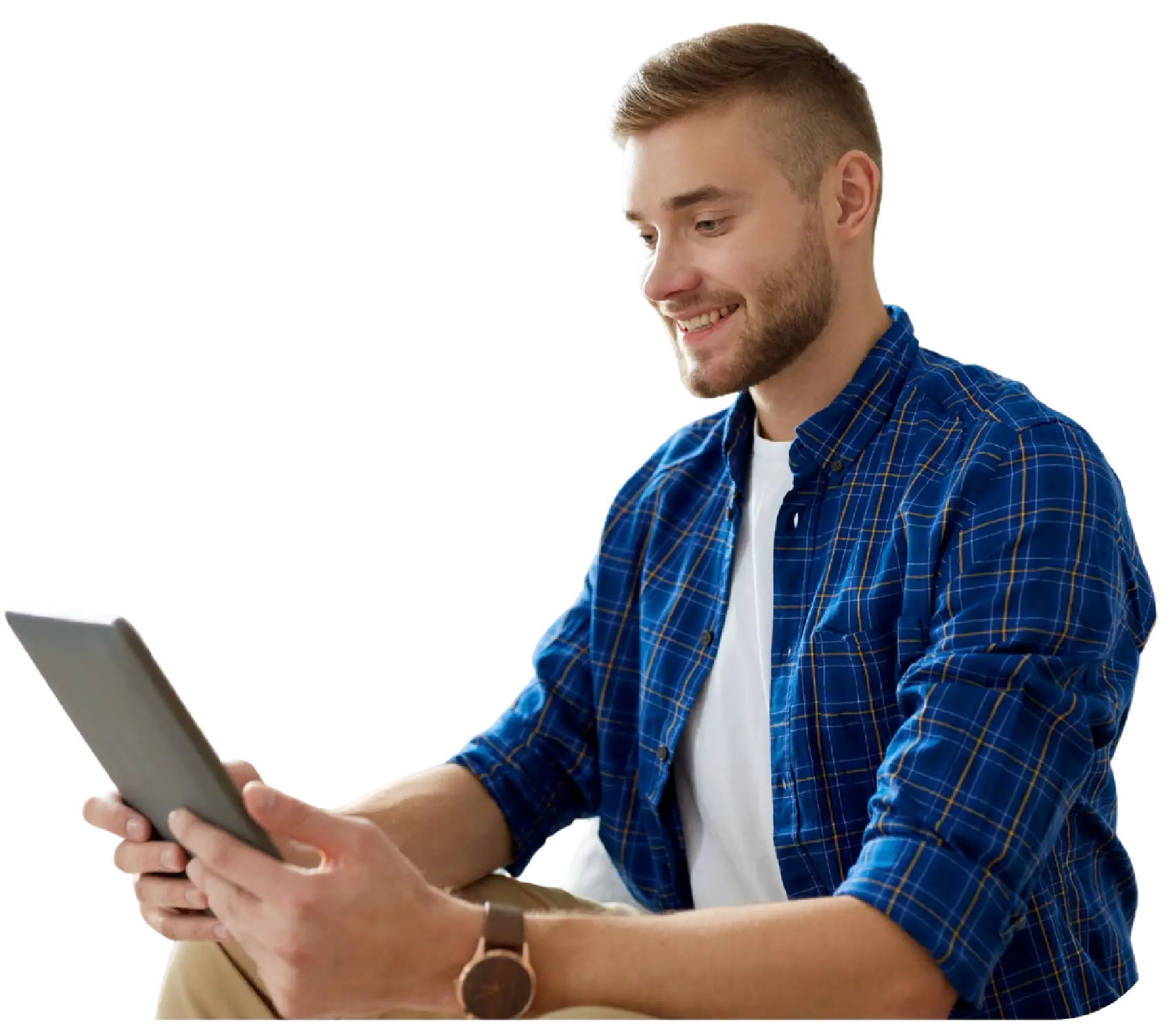 Ragazzo studia in smart campus