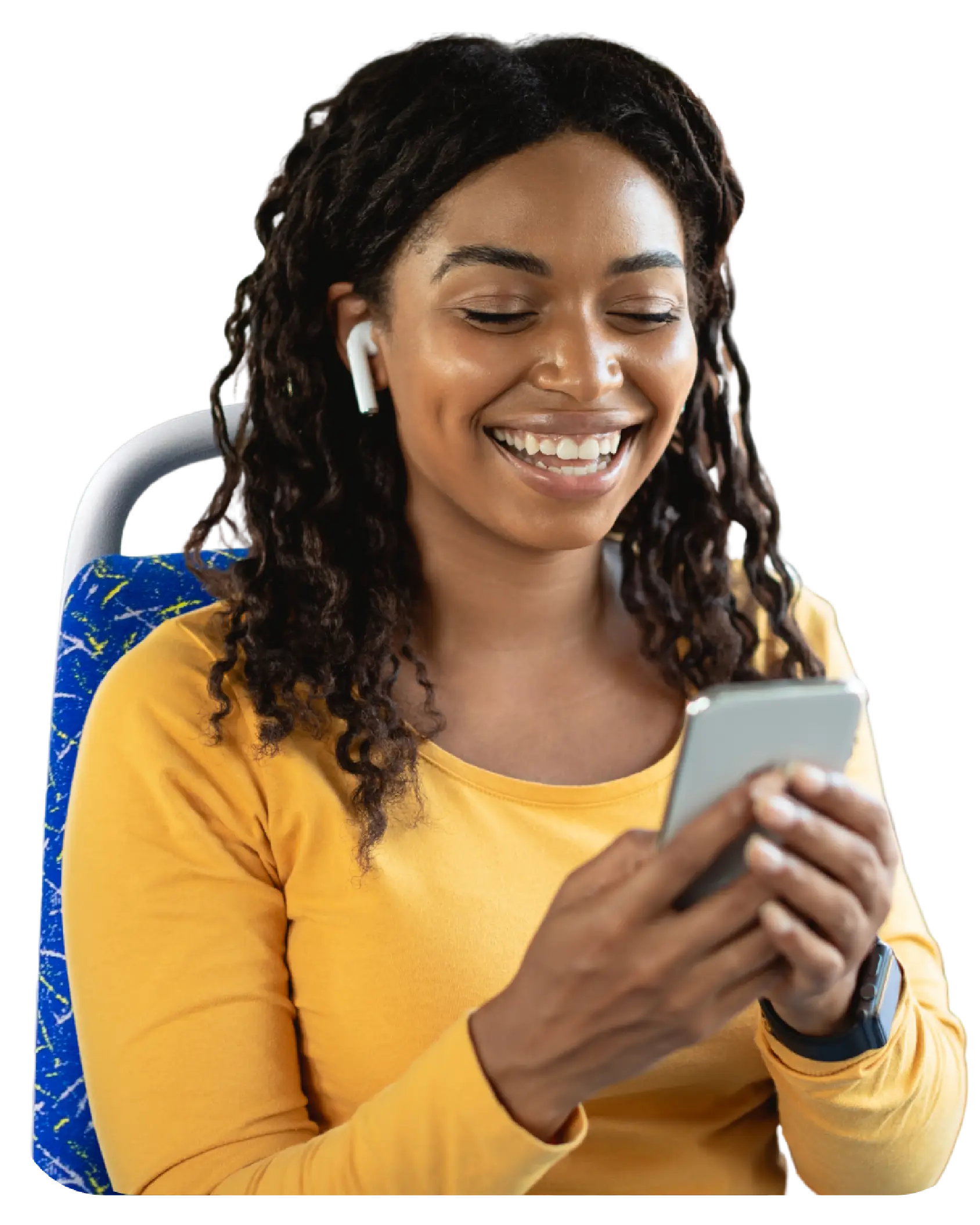 Passeggera su autobus soddisfatta del viaggio